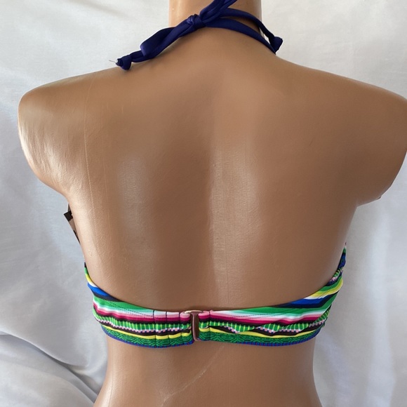 Mossimo High Neck Striped Halter Bikini Top D/DD cap - Picture 7 of 9